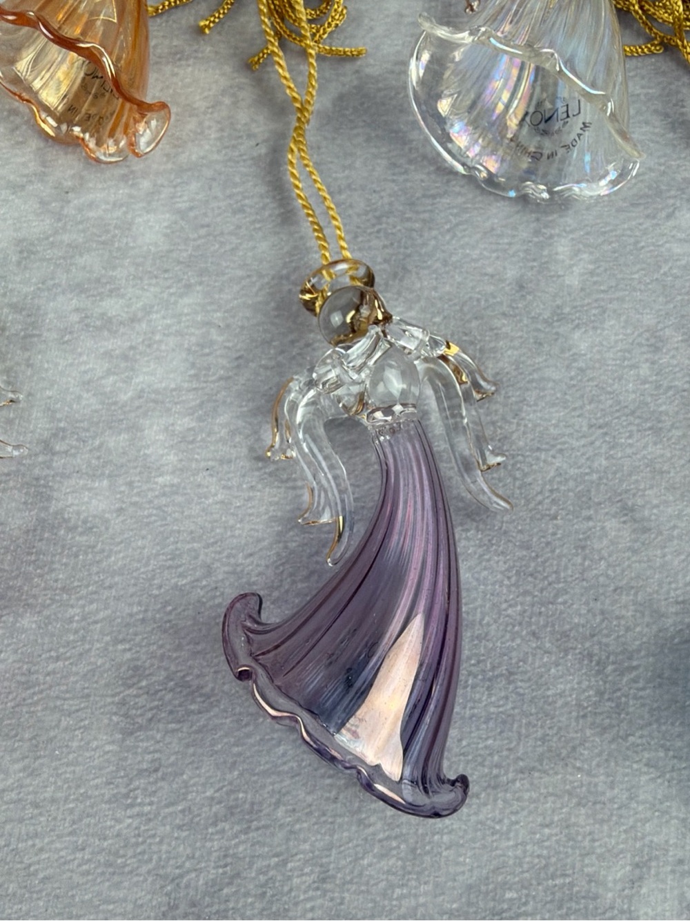 VTG Blown Glass Angel Christmas Ornaments Set 6 Assorted Iridescent Colors READ - Picture 4 of 16